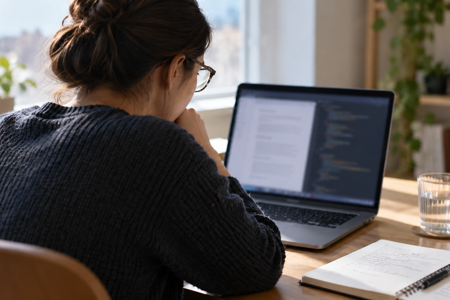 Illustrative image of a researcher at an ordinary laptop; this is not a Google or Gemini product demonstration